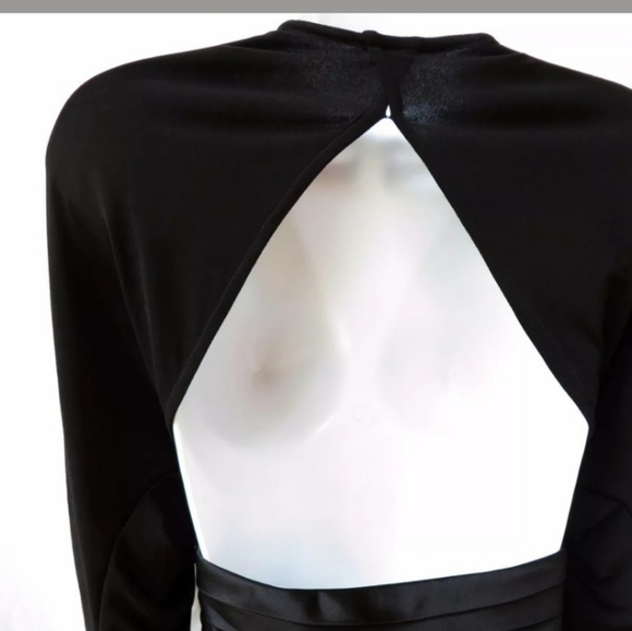 Sue Wong Long Sleeves Open Back Black Mini Cocoktail Dress - Picture 8 of 15